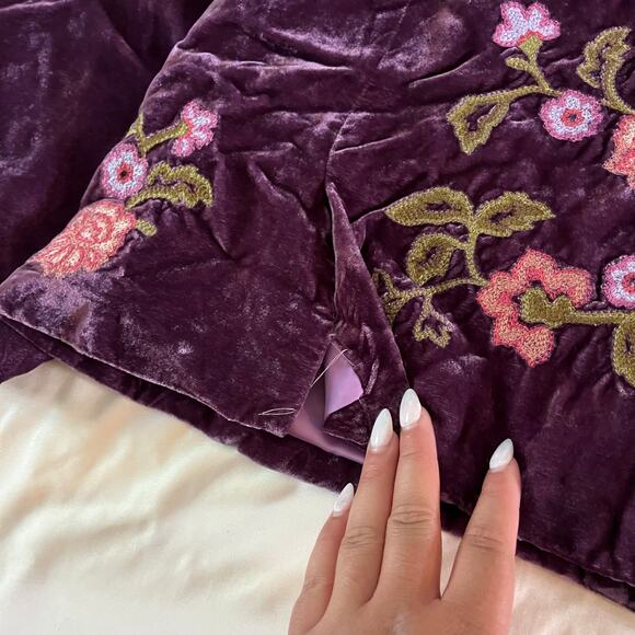 J Jill Purple Velvet Floral Embroidered Button Down Blazer Jacket Sz L - Picture 6 of 9